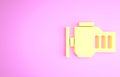 Yellow Check engine icon isolated on pink background. Minimalism concept. 3d illustration 3D render