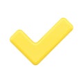 Yellow check mark consent 3d icon vector illustration