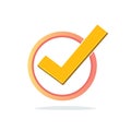 Yellow Check Mark Icon with Circle, Approved Concept Illustration Royalty Free Stock Photo