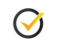 yellow check mark inside circle vector logo design