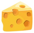 Yellow cheese with big holes. Emmental icon. Tasty cuisine