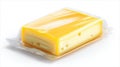 Yellow cheese block, vacuum-sealed, on white surface Royalty Free Stock Photo