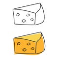 Yellow cheese. Hand drawn illustration. Isolated vector icon. Cooking food Royalty Free Stock Photo