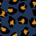 Yellow Cheetah Vector Seamless Pattern Blue