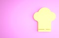 Yellow Chef hat icon isolated on pink background. Cooking symbol. Cooks hat. Minimalism concept. 3d illustration 3D
