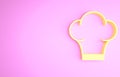 Yellow Chef hat icon isolated on pink background. Cooking symbol. Cooks hat. Minimalism concept. 3d illustration 3D