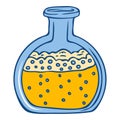 Yellow chemical flask icon, hand drawn style