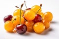 yellow cherries on a white background