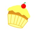 Yellow cherry cupcake Royalty Free Stock Photo