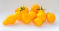 Yellow cherry tomato fruits, plant Solanum lycopersicum, Royalty Free Stock Photo