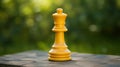 Yellow Chess Piece Isolated On Green Background