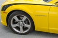 Yellow Chevrolet Camaro SS convertible front side details