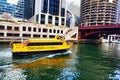 Yellow Chicago Water Taxi in City, Illinois, USA