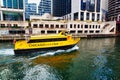 Yellow Chicago Water Taxi in City, Illinois, USA