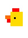 Yellow chicken head with white background pixel Minecraft cube shape