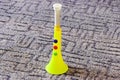 Yellow children musical instrument pipe the plastic