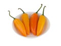 Yellow chili pepper on white bowl Royalty Free Stock Photo