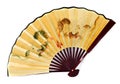 Yellow Chinese fan on white background