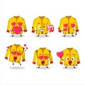 Yellow chinese traditional costume cartoon character with love cute emoticon Royalty Free Stock Photo