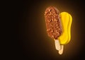 Yellow and chocolate popsicles
