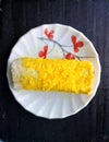 Yellow chrismas roll cake