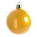 Yellow christmas ball isolated on white background Royalty Free Stock Photo