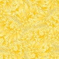 Yellow Chrysanthemum, Kiku Japanese Flower Seamless Background. Vector Illustration