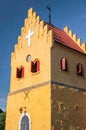 The yellow Church of Allinge on Bornholm Royalty Free Stock Photo