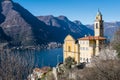 Yellow church of Pognana Lario, Italy Royalty Free Stock Photo