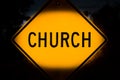 A Yellow Church Sign with vingette Royalty Free Stock Photo