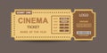 Yellow cinema ticket stub