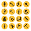 Yellow Circle Construction and Building Icons