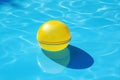 yellow circle pool resort water rescue ring vacation float sunlight. Generative AI.