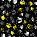 Yellow circles seamless pattern, great design for any purpose. Vector illustration Abstract graphic design fabric