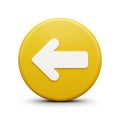 Yellow Circular Button with a White Left- Pointing Arrow Icon left arrow direction Royalty Free Stock Photo