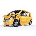 Yellow city car crashed. Generative A.I