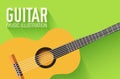 Yellow Classic Guitar on green Background