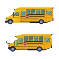 Yellow classic school bus set vector illustration on white background Royalty Free Stock Photo