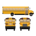 Yellow classic school children`s bus. Modern education. Traveling with children. Royalty Free Stock Photo