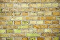 Yellow clay brick wall, vintage look, detailed view Royalty Free Stock Photo