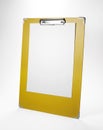 Yellow Clip board with blank paper Royalty Free Stock Photo