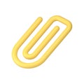 Yellow clip metallic holder for paper and document attaching isometric 3d icon realistic vector