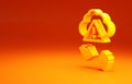 Yellow Cloud hacking icon isolated on orange background. Cloud leak. Minimalism concept. 3d illustration 3D render Royalty Free Stock Photo