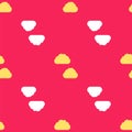 Yellow Cloud icon isolated seamless pattern on red background. Vector Royalty Free Stock Photo