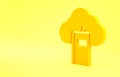 Yellow Cloud or online library icon isolated on yellow background. Internet education or distance training. Minimalism Royalty Free Stock Photo