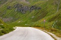 yellow coach of public transportation service. Busstop on top of Lac de Moiry in the Swiss Alps. At Grimentz Vallis, CH Royalty Free Stock Photo