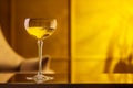 Yellow cocktail glass interior. Generate Ai Royalty Free Stock Photo