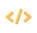 Yellow code symbol with angle brackets and slash. Programming, coding, web development and technology concept Royalty Free Stock Photo