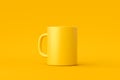 Yellow coffee cup or empty mug for drink on vivid color background with blank ceramic porcelain mockup template. 3D rendering Royalty Free Stock Photo