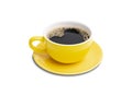 yellow coffee cup isolated on white background top view with clipping path Royalty Free Stock Photo